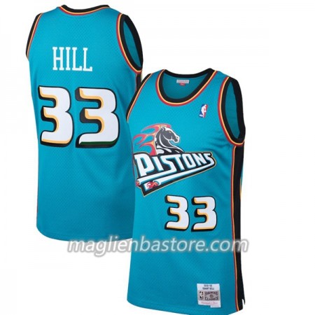 Maglia NBA Detroit Pistons Grant Hill 33 Hardwood Classics Blu Swingman - Uomo